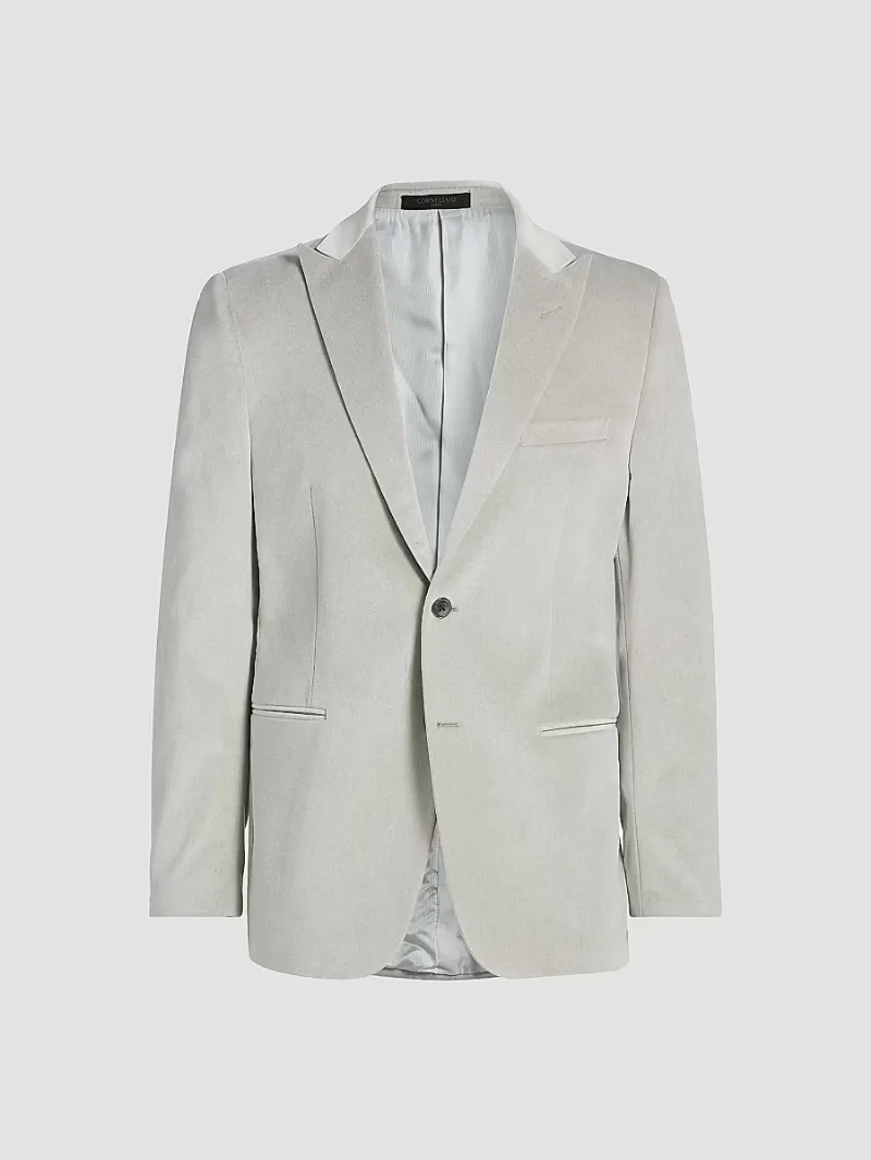 Corneliani Men's Velvet Jacket - Silver - Size 44