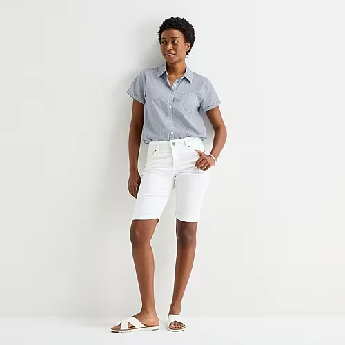 St. John's Bay Womens 11" Bermuda Short, 20, White