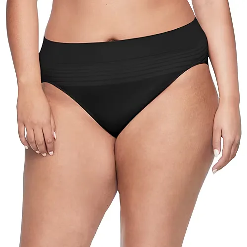 Warners No Pinching, No Problems Dig-Free Comfort Waist Smooth and Seamless Hi-Cut RT5501P, Large, Black