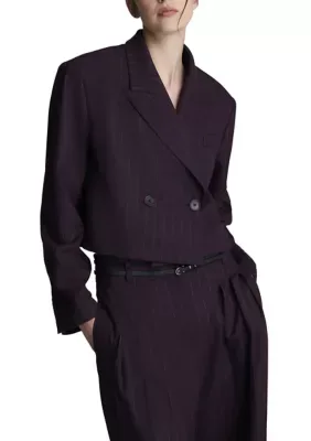 Kenneth Cole Women's Cropped Double Breasted Boyfriend Jacket, XS