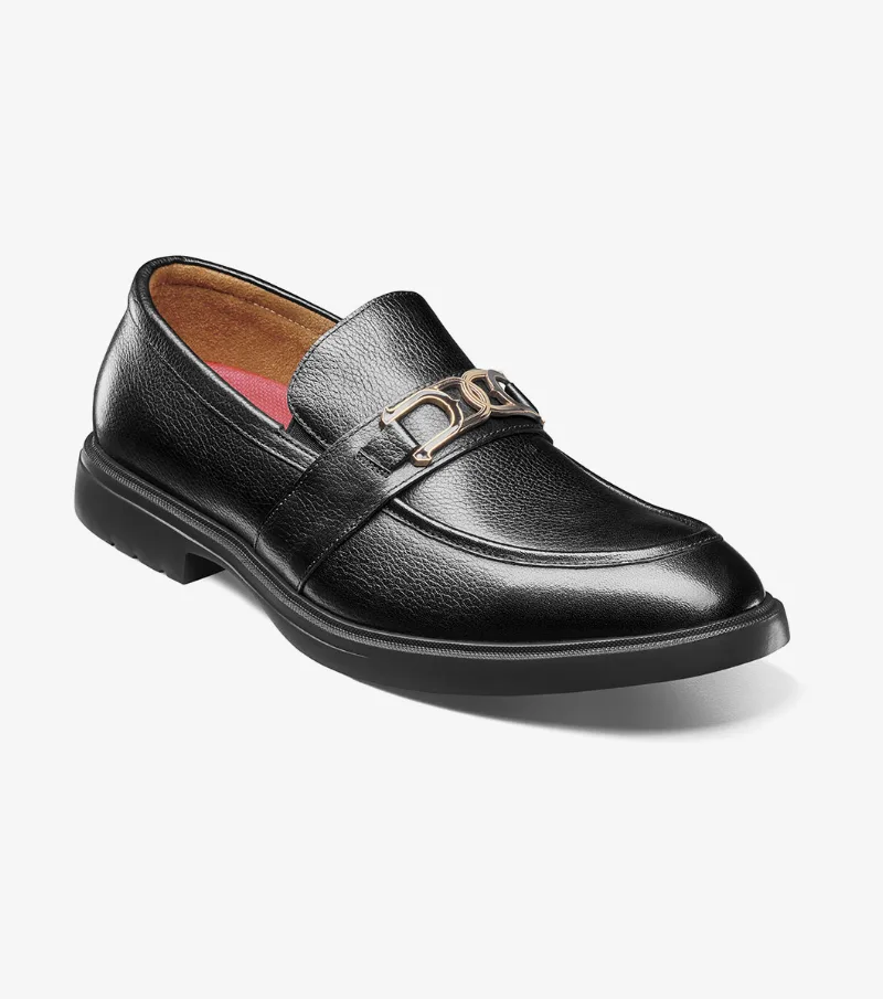 Stacy Adams Shoes Todridge Moc Toe Bit Slip On Black Tumbled Size 9.5