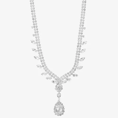 Monet Jewelry Timeless Silver Tone Womens Glass 17 Inch Y Necklace, One Size, White