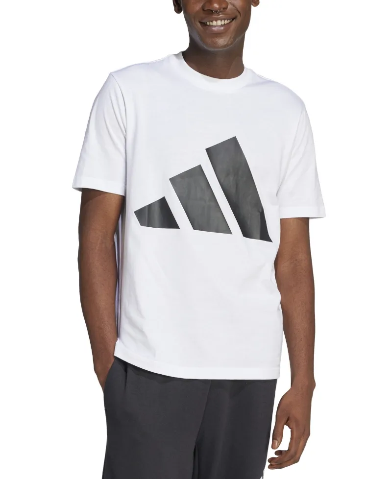 adidas Men's 3 Bar Logo Graphic Cotton T-Shirt - White/Black