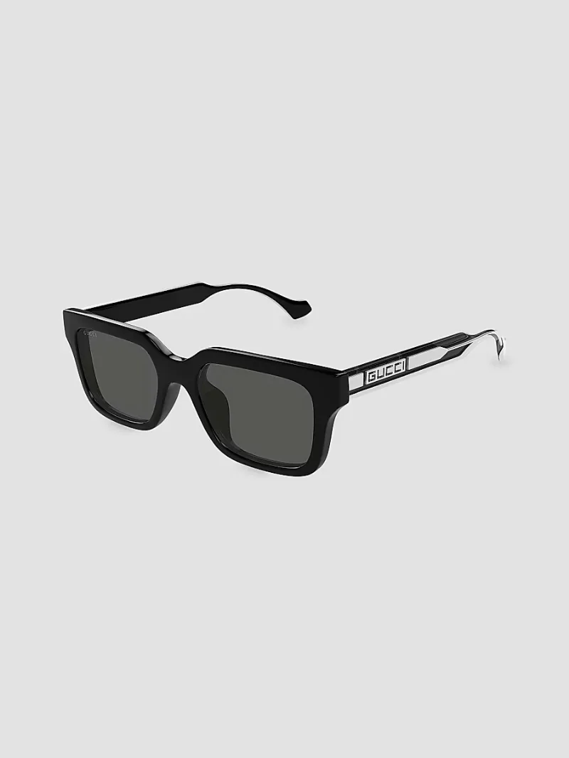 Gucci Men's La Piscine 55MM Rectangular Sunglasses - Dark Grey Black
