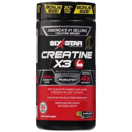 Six Star Elite Series Creatine X3 Caplets - 60.0 ea