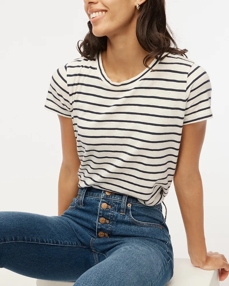 Striped girlfriend crewneck tee
