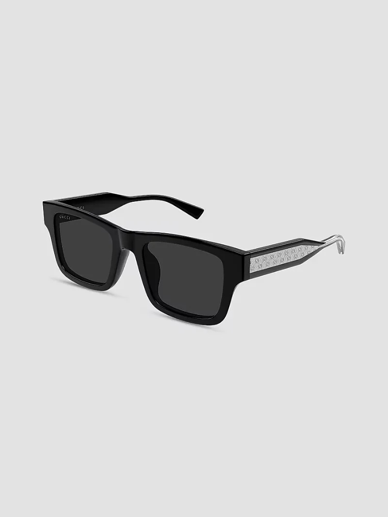 Gucci Men's Monogram Wirecore 52MM Rectangular Sunglasses - Black
