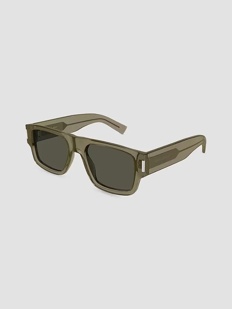 Saint Laurent Men's Naked Wirecore 55MM Square Sunglasses - Olive Grey