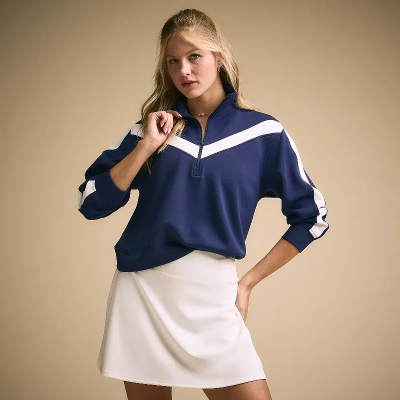 CALIA Women's 1/4 Zip Court Pullover, Large, Indigo