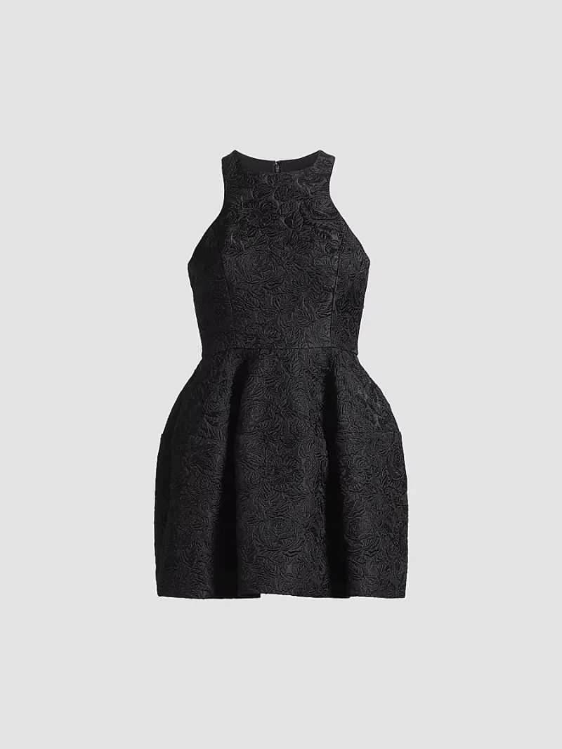 Michael Kors Collection Women's Floral Matelassé Racerback Bubble Minidress - Black - Size 10