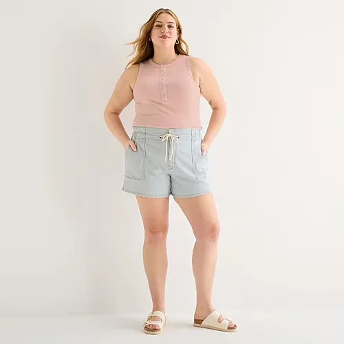 A.N.A Utility Womens Plus 5" Highest Rise Denim Short, 16w, Blue