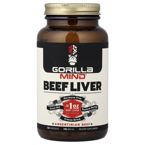 Gorilla Mind, Beef Liver, 750 mg, 120 Capsules