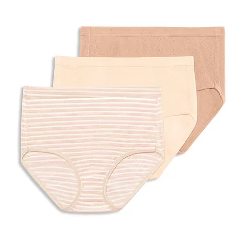 Jockey Elance Breathe Brief - 3 Pack- 1542, 8, Beige