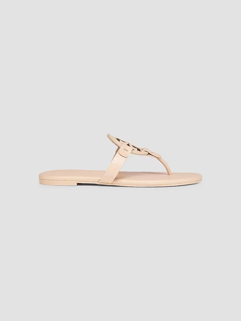 Tory Burch Women's Miller Leather Thong Sandals - Light Makeup - Size 9