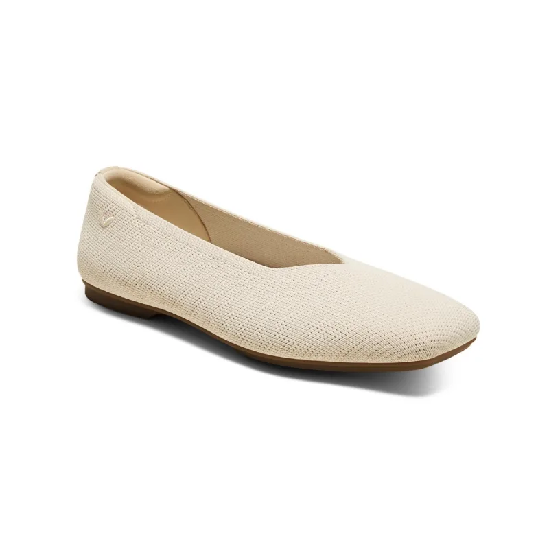 Vivaia Women's Margot Square-Toe V-Cut Slip on Ballet Flats - Cream ivory
