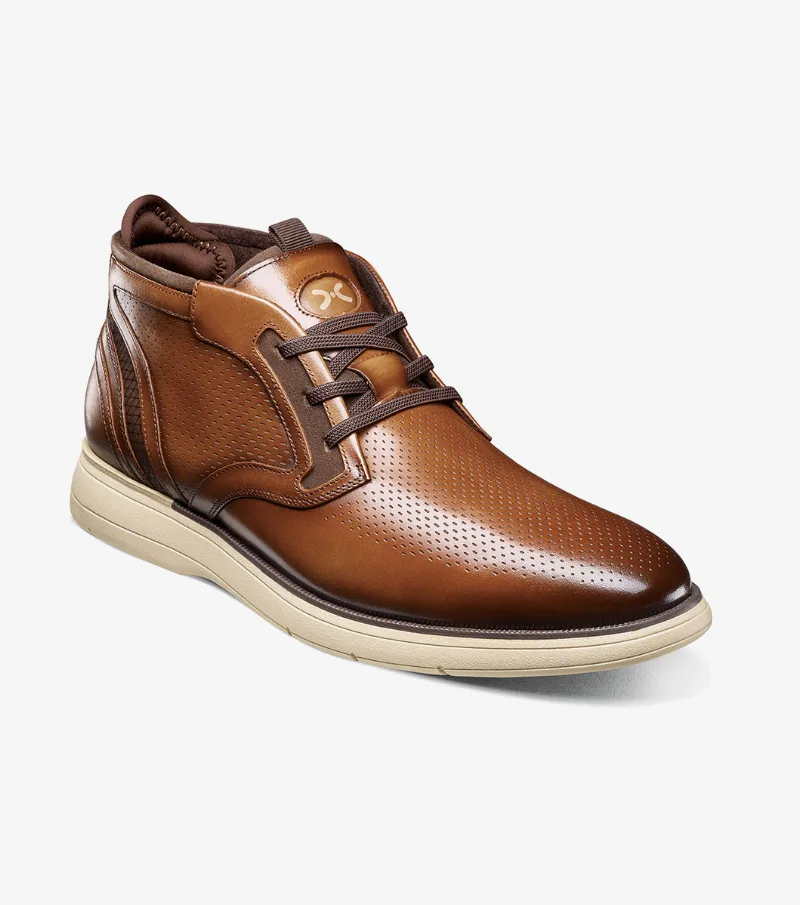 Stacy Adams Shoes Eastmont Plain Toe Elastic Lace Chukka Boot Cognac Size 7