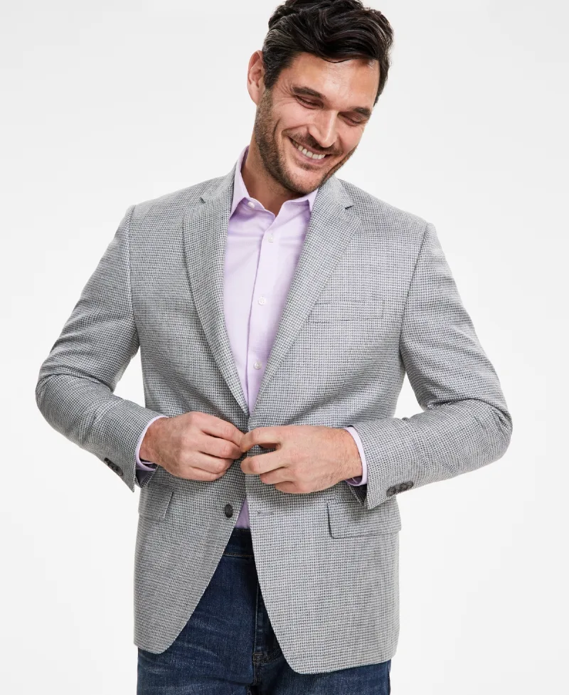 Michael Kors Men's Classic-Fit Wool Blend Sport Coats - Grey Cream