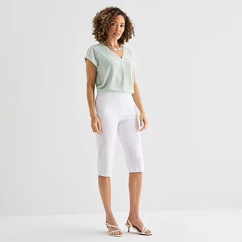 Liz Claiborne Lisa Womens Straight Capri Pant, 12, White