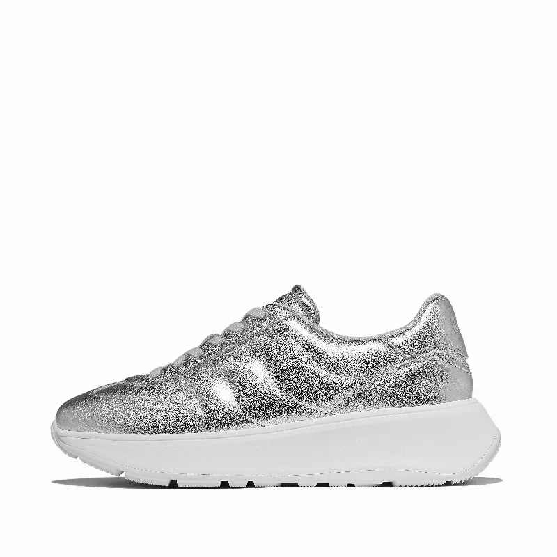F-MODE T-Toe Wave Metallic-Leather Sneakers