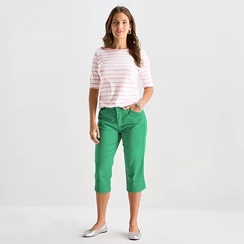 St. John's Bay Womens Secretly Slender Mid Rise Capri Pant, 14, Green