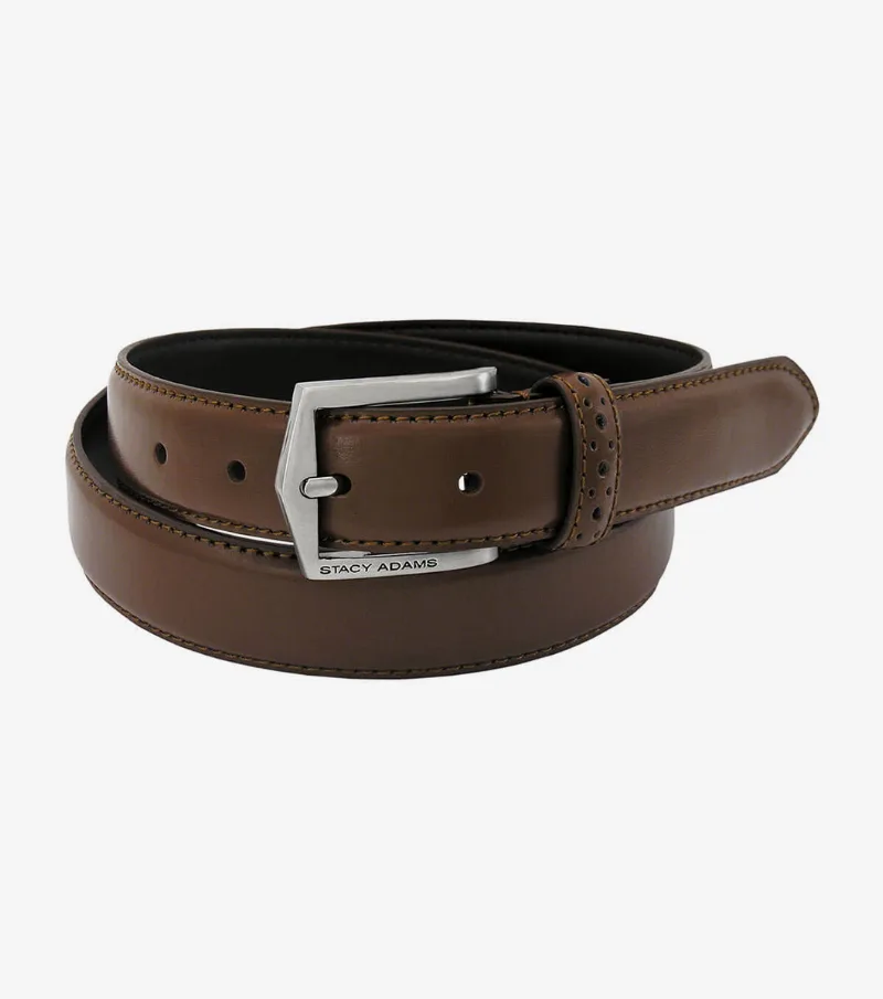 Stacy Adams Shoes Pinseal XL Perf Strap Belt Chocolate Size 46