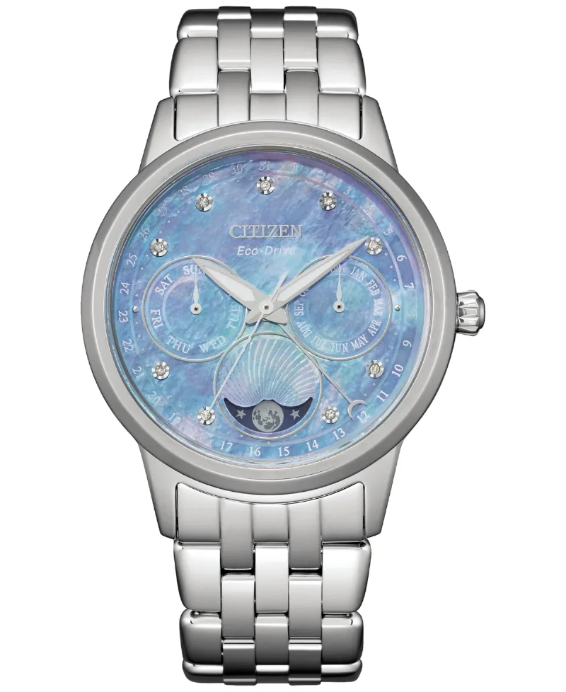 Citizen Women's Calendrier Diamond Accent Stainless Steel Bracelet Watch 37mm - Silver