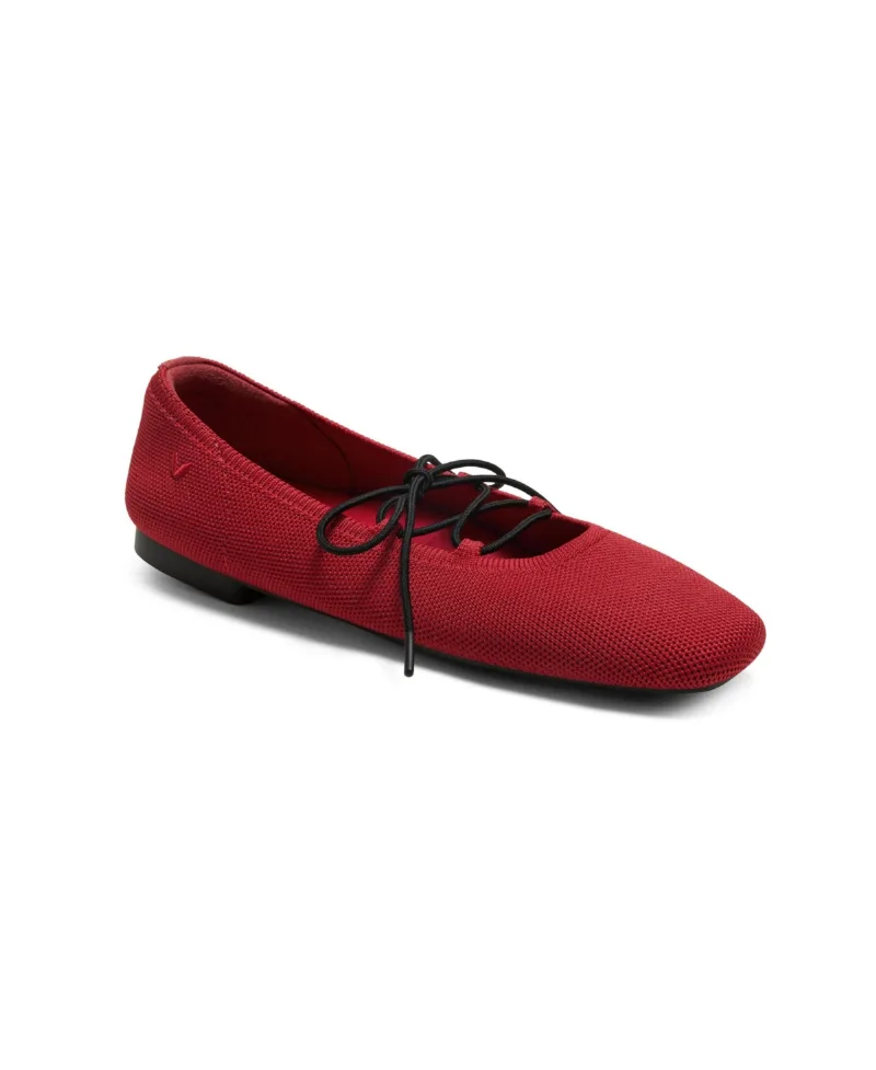 Vivaia Women's Miley 3 Laces Included Square-Toe Lace-Up Mary Janes Flats - Ruby red