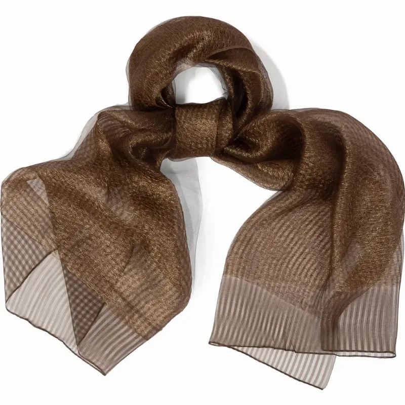 SAACHI Silk Shimmering Scarf in Brown at Nordstrom Rack