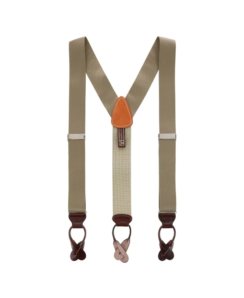 Trafalgar Men's Hudson Nylon Button End Suspenders - Dark Khaki