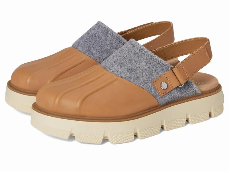 SOREL Rein Cb Clog Slingback Women's Shoes Tawny Buff/Bleached Ceramic : 11 B - Medium, Felt/Leather