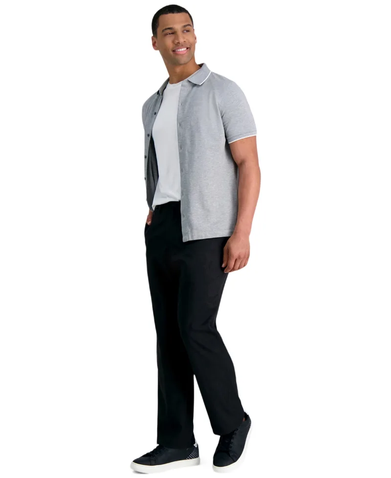 Haggar Men's Premium Comfort Stretch Classic-Fit Solid Flat Front Dress Pants - Black