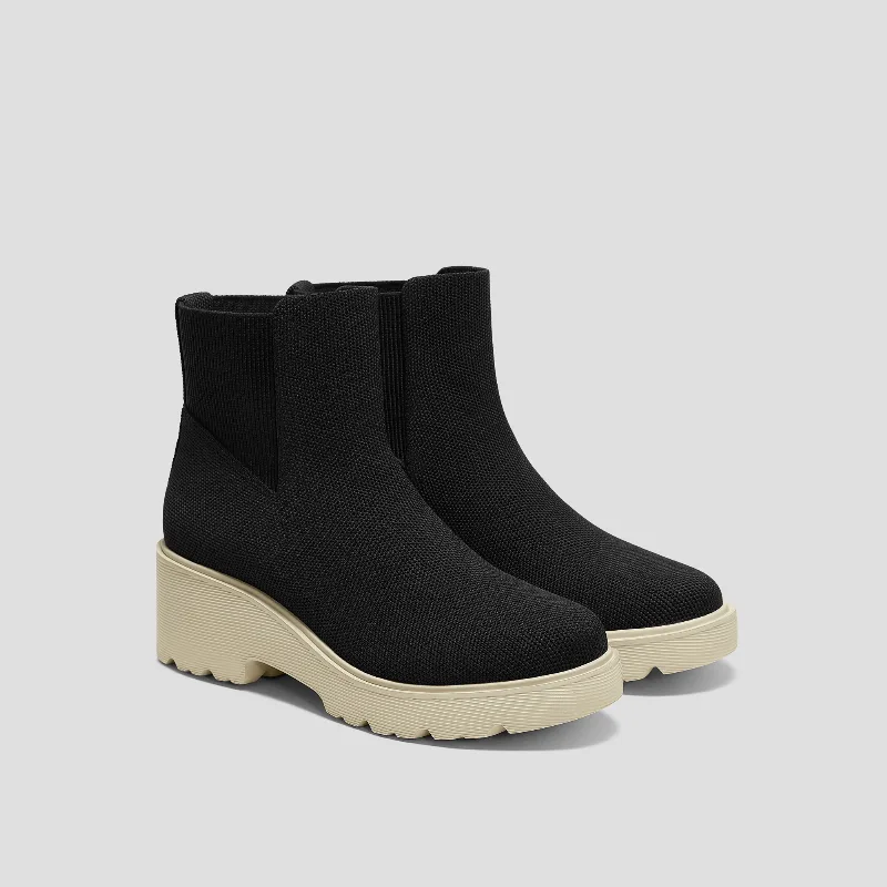 VIVAIA Round-Toe Chunky Platform Travel Boots (Everly)|BLACK-BEIGE|US 7