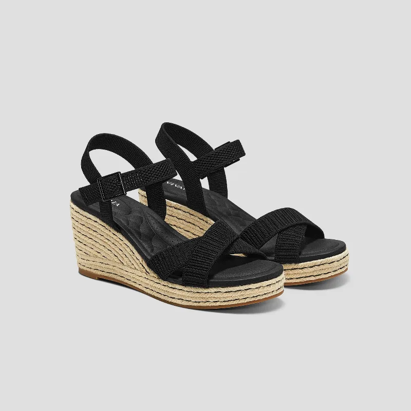 VIVAIA Round-toe Wedge Sandals (Sally Pro)|BLACK|US 10