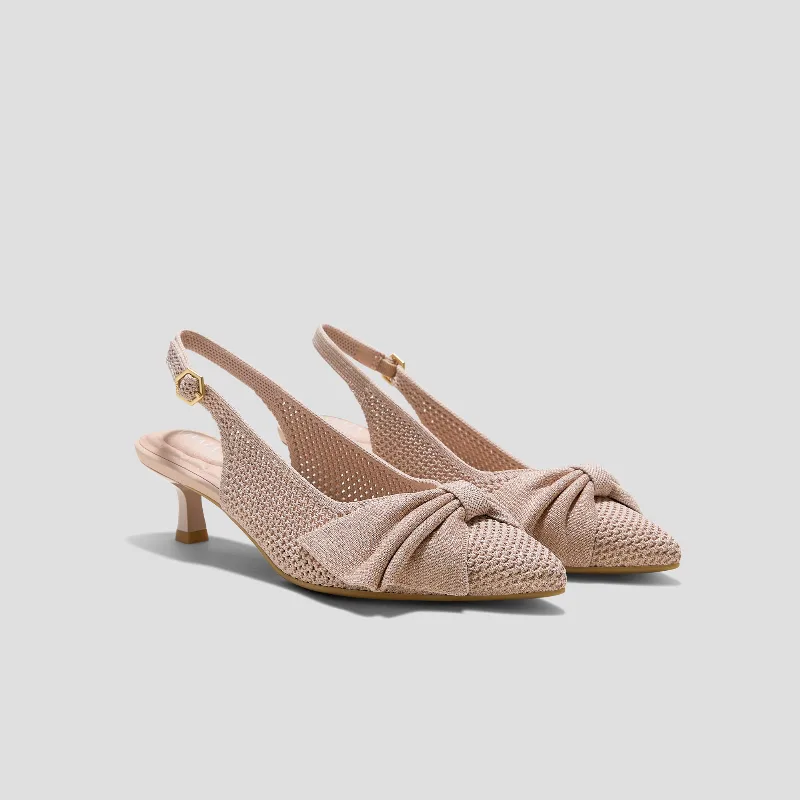 VIVAIA PointEase™ Bow Slingback Heels (Sanna)|ROSE GOLD FISHNET|US 9