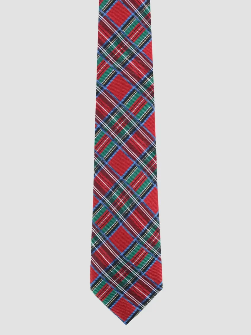Men Holiday Nicholas Plaid Tie - Red