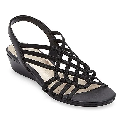 east 5th Womens Reno Wedge Sandals, 7 Medium, Black