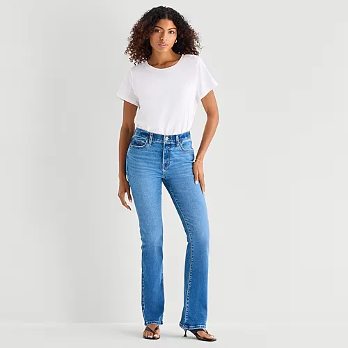 A.N.A Womens High Rise Bootcut Jean, 18 Short, Blue