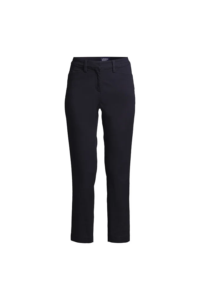 Women's Regular Mid Rise Chino Crop Pants - Lands' End - Blue - 2