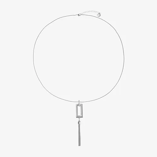 Liz Claiborne Womens Square 30 Inch Pendant Necklace, One Size, Silver