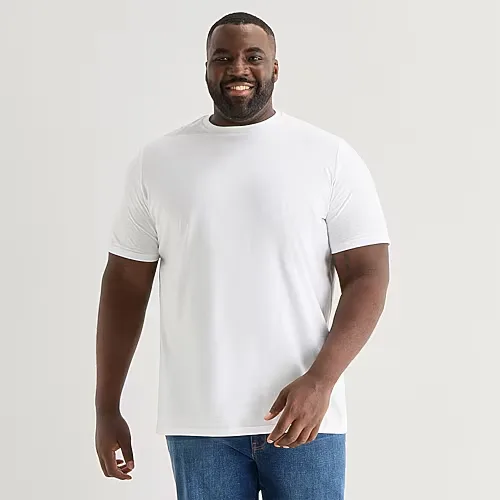 St. John's Bay Super Soft Mens Crew Neck Short Sleeve Quick Dry Big and Tall T-Shirt, Large Tall, White