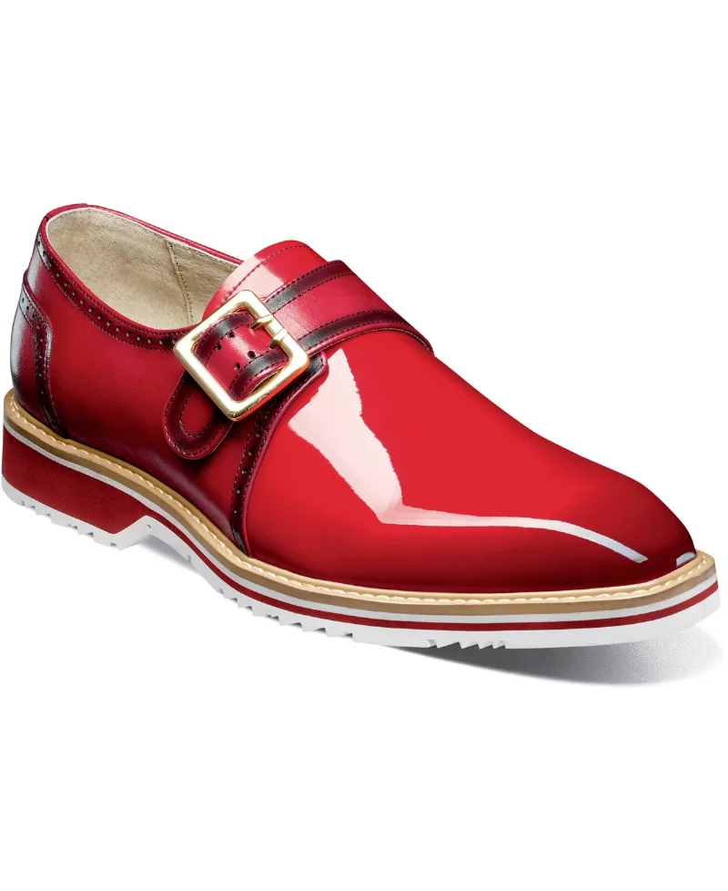 Stacy Adams Men's Bartram Plain Toe Monk Strap Shoe - Red