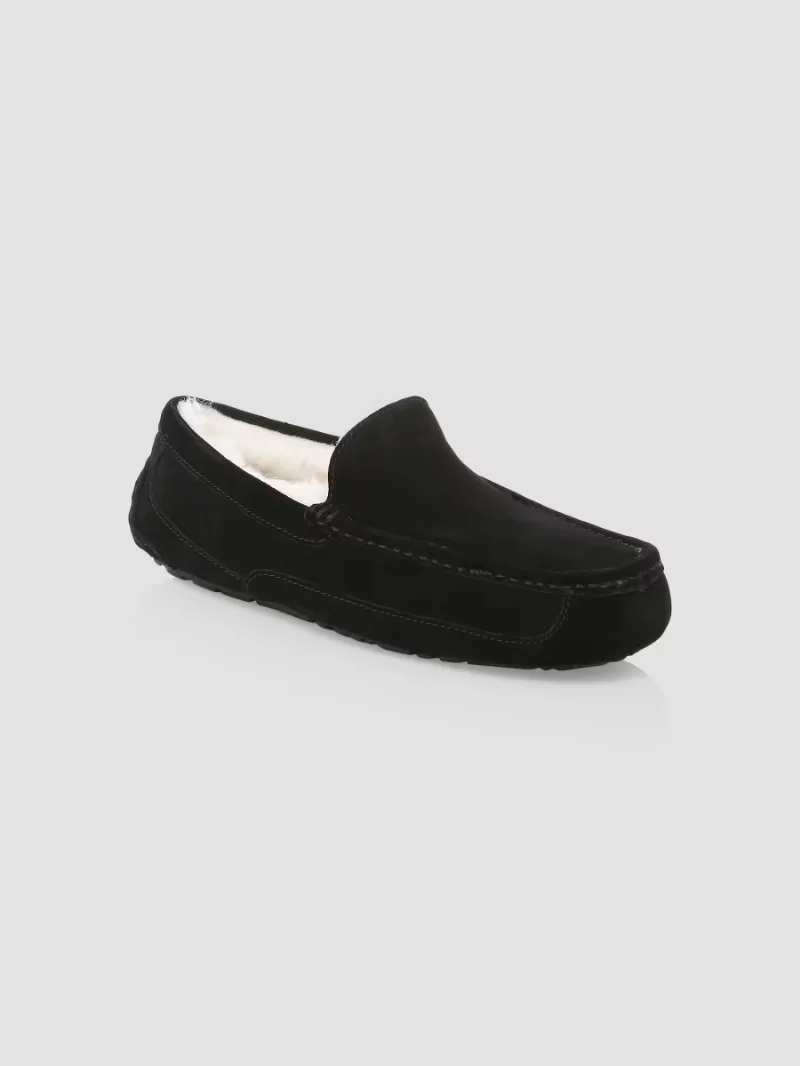 UGG Unisex Men's Ascot Suede Slippers - Black - Size 9