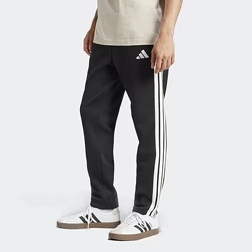 adidas Sweatpants3 Stripe Mens Straight Mid Rise Regular Fit Fleece Sweatpant, Medium, Black