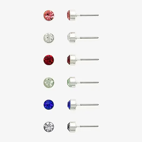 Mixit Womens Round Hypoallergenic 6 Pair Earring Set, One Size, Gray