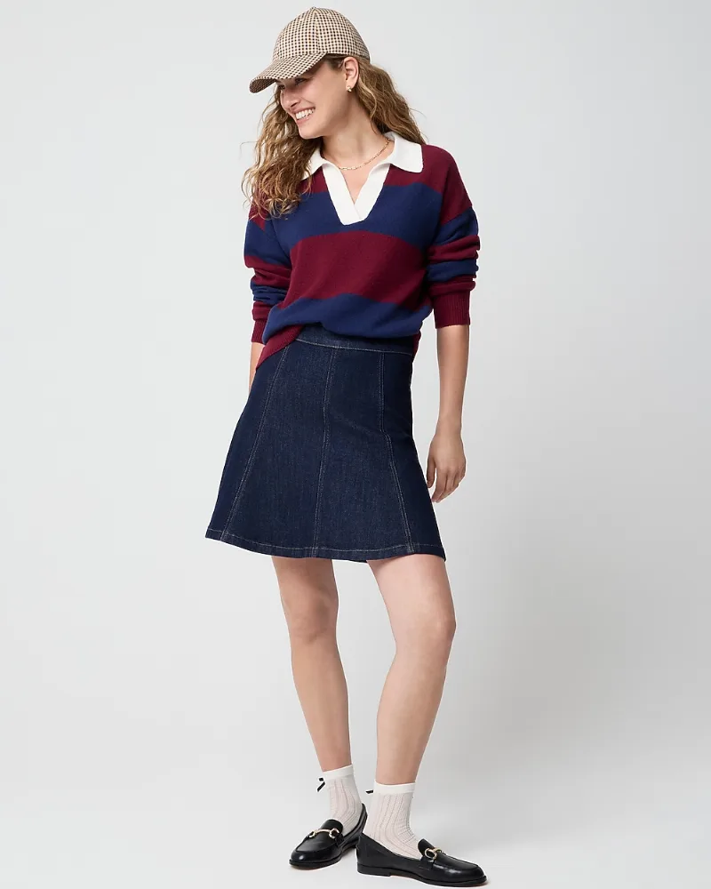 A-line denim skirt