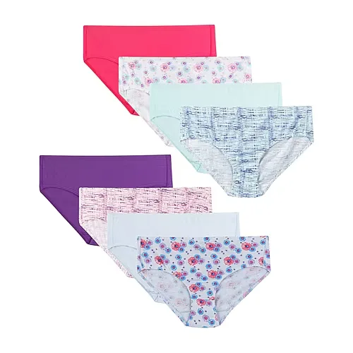 Hanes Ultimate Pure Comfort Organic Cotton Little & Big Kid Girls 8 Pack Brief Panty Guocb8, 8, Pink