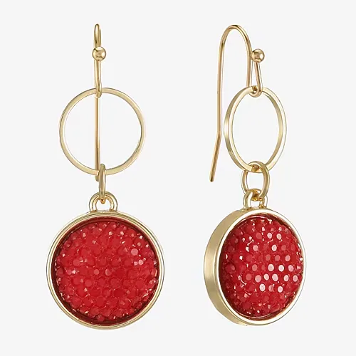 Mixit Gold Tone Womens Drop Earrings, One Size, Red
