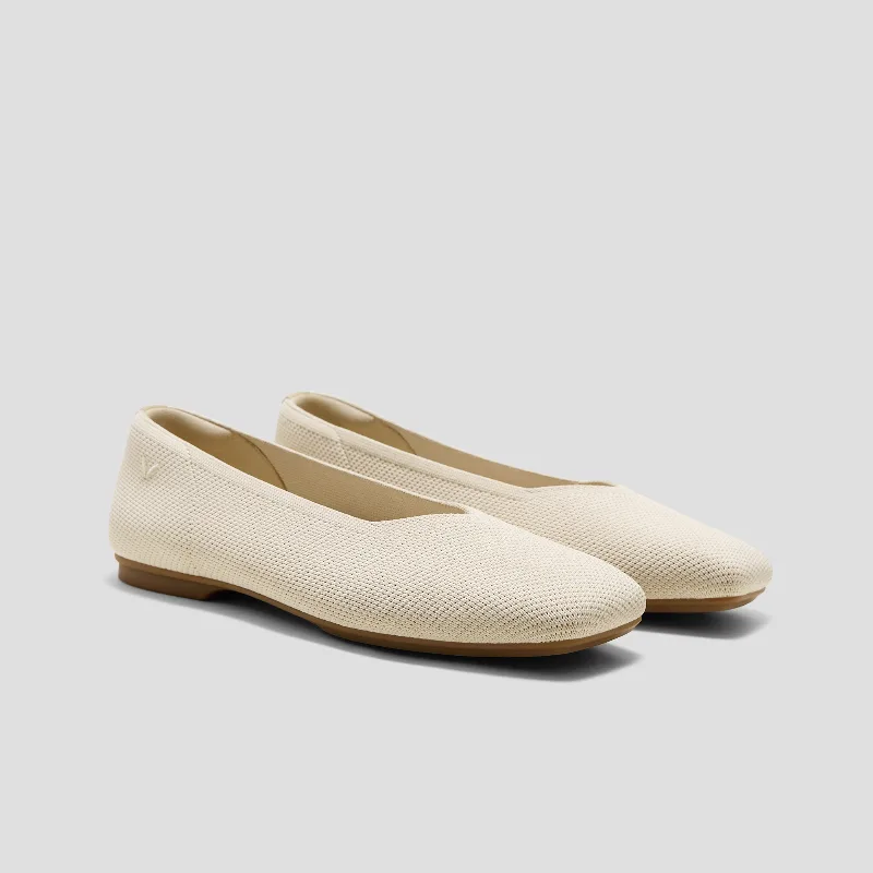 VIVAIA Square-Toe Margot V-Cut Flats (Margot 3.0)|CREAM IVORY|US 10.5