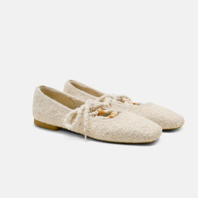 VIVAIA Square-Toe Lace-Up Mary Janes (Miley)|CREAM IVORY|US 5.5