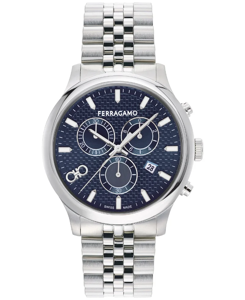 Salvatore Ferragamo Men's Swiss Chronograph Stainless Steel Bracelet Watch 42mm - Stainless